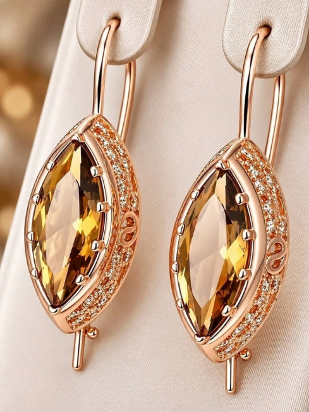 Brown & Gold Crystal Drop Earrings